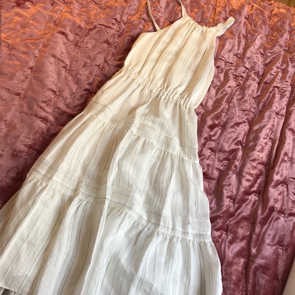 Rebecca Taylor White Striped Tiered Halter Dress 8 - Picture 4 of 8